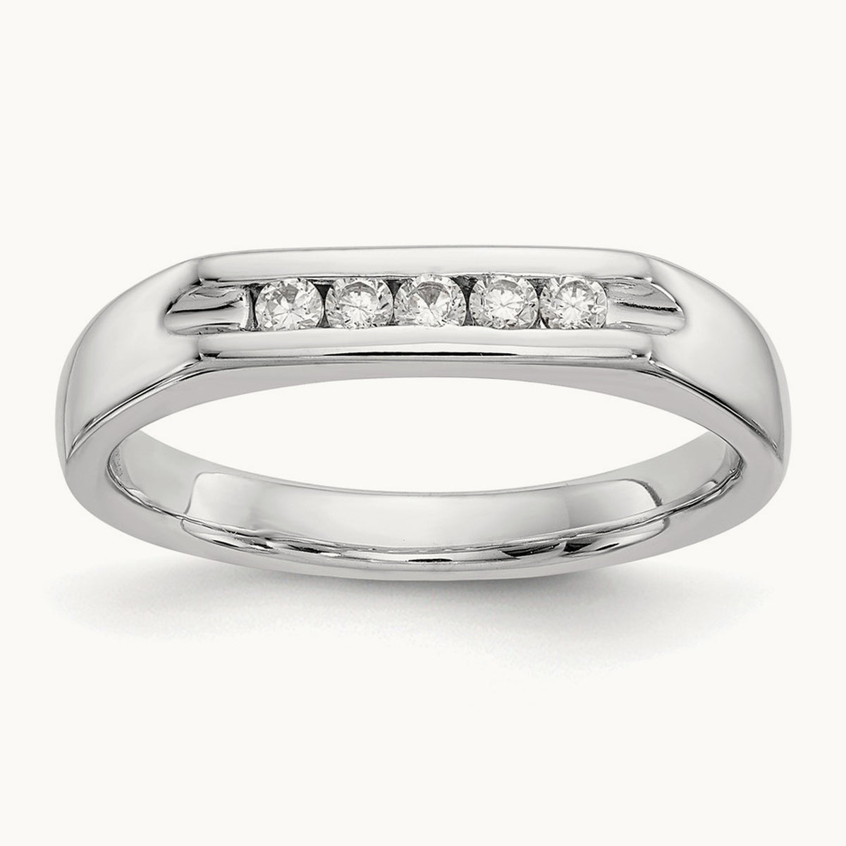 5-Stone Diamond Channel Band, 14K White Gold
