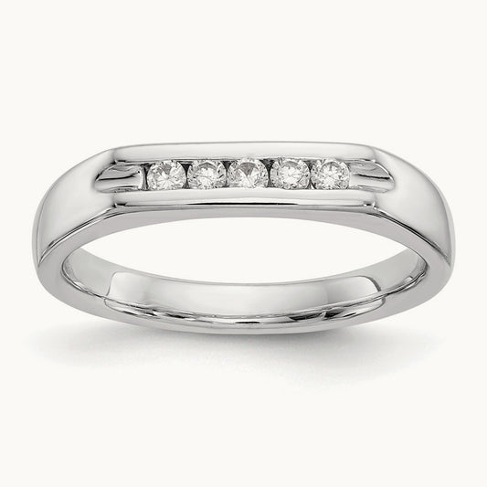5-Stone Diamond Channel Band, 14K White Gold