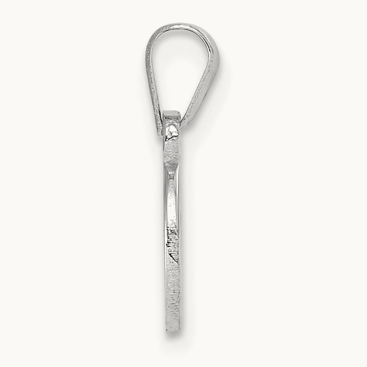 Polished Block Initial Pendant — 14K White Gold, O