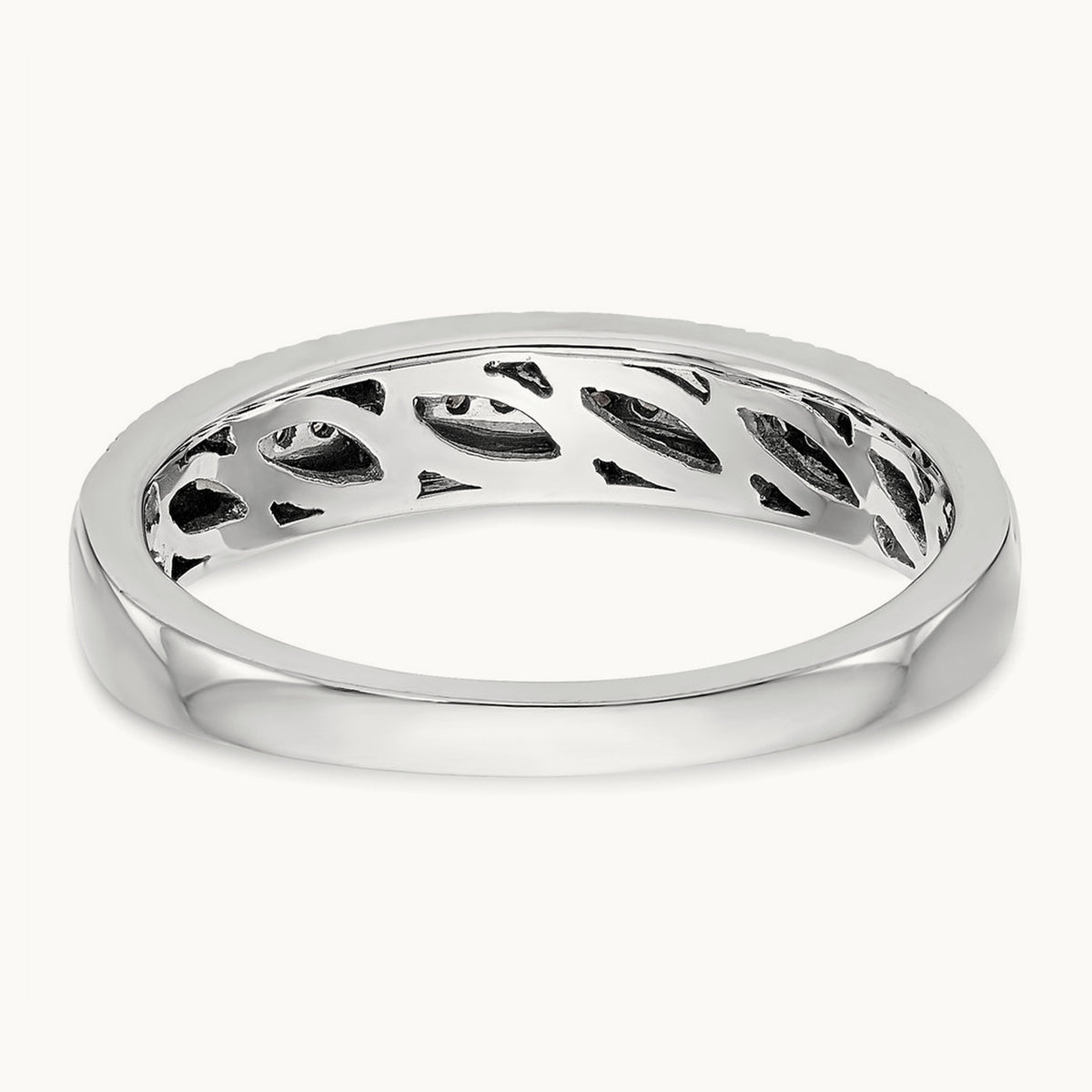 Complete Diamond Trio Ladies Wedding Band, 14K White Gold