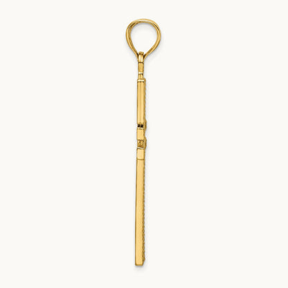 Polished Beaded Cross Pendant, 14K