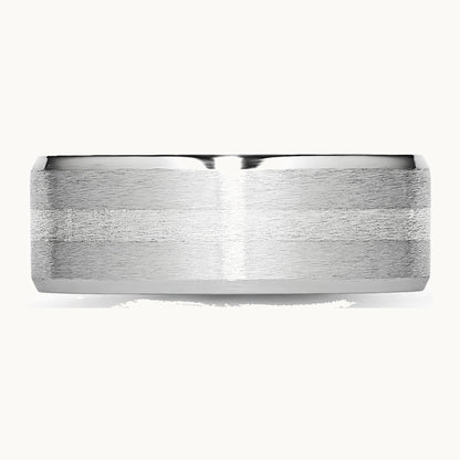 Cobalt Sterling Silver Inlay Satin and Polished Beveled Edge Band — photo set