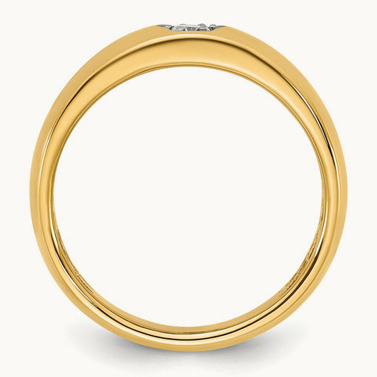 IB Goodman Mens Polished Complete 1/6ct Diamond Ring, 14K Yellow Gold