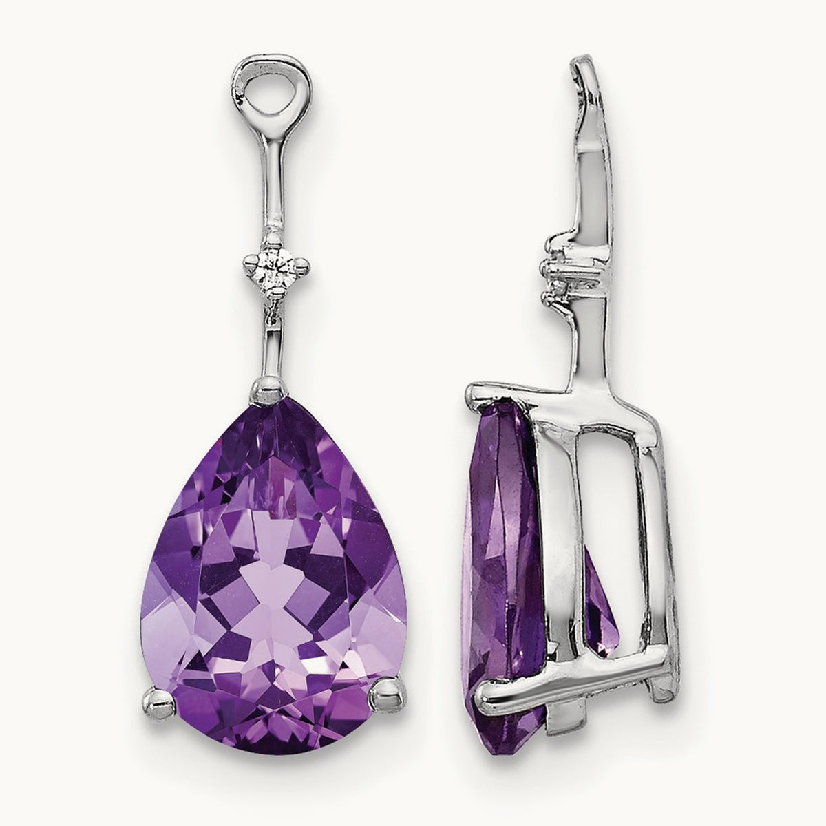 Diamond and Amethyst Earring Jackets, 14K White Gold
