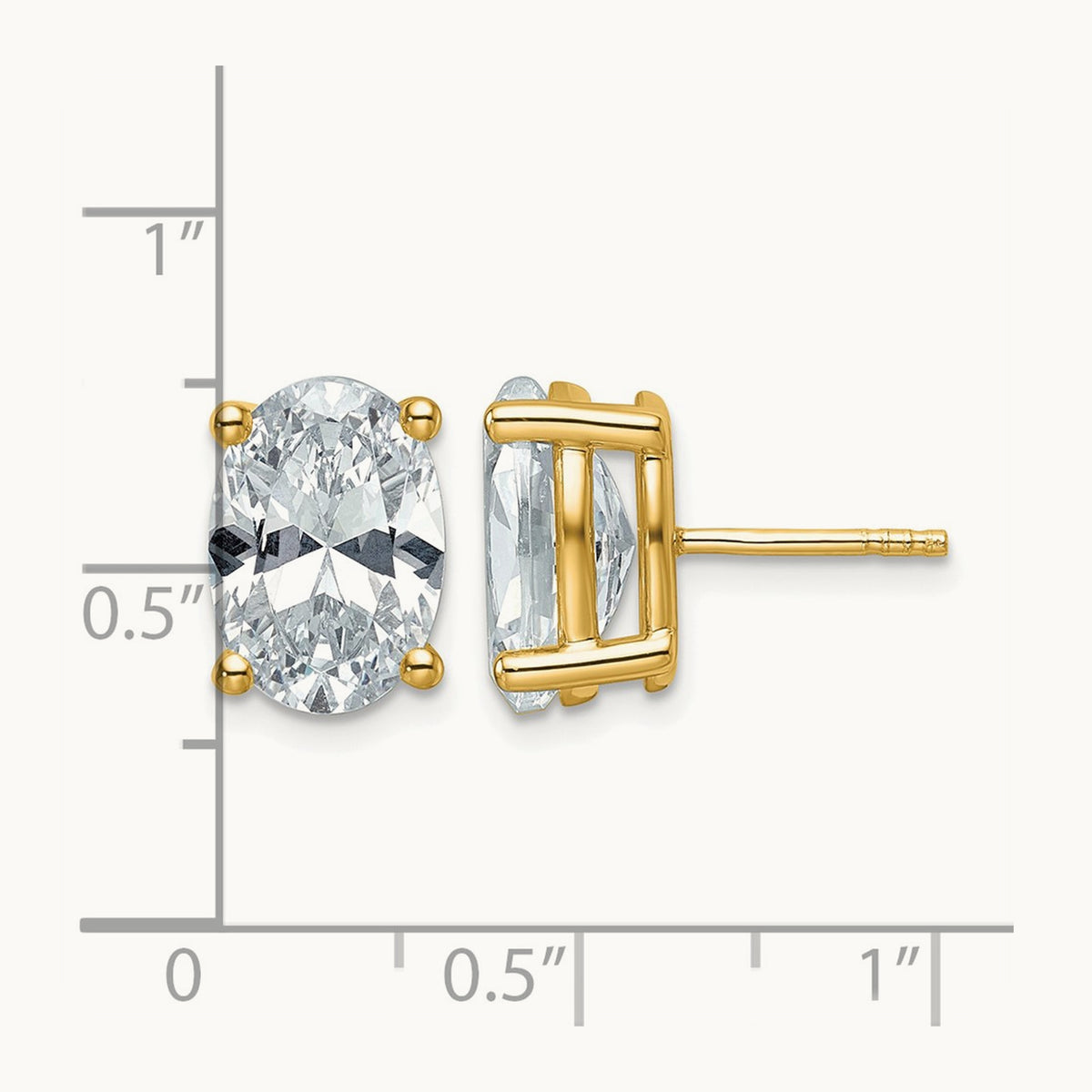 Oval Four-Prong Stud Earrings, 0.50-6.00 ct tw Lab-Grown Diamond — 6 ct, 14K Yellow Gold