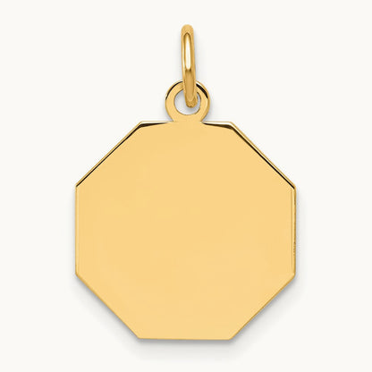 Plain .009 Gauge Engravable Octagonal Disc Charm — 21mm