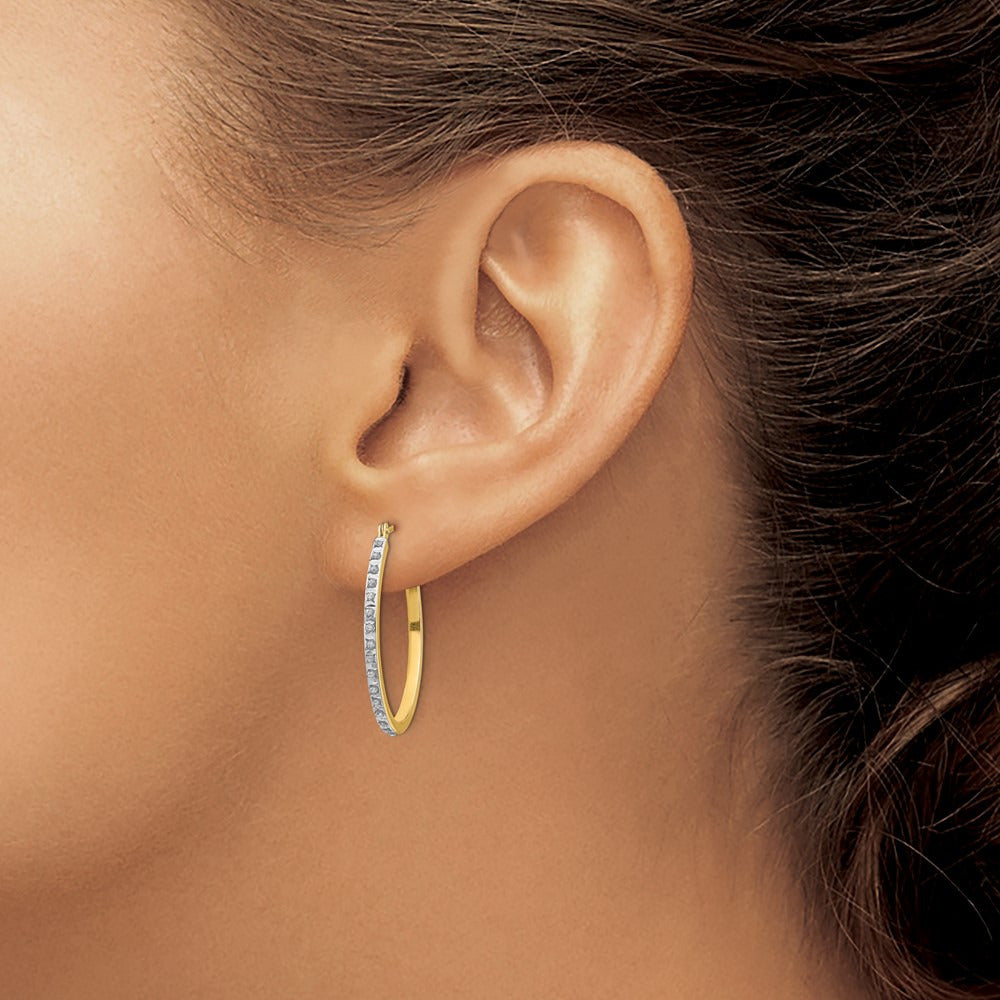 Diamond Fascination Diamond Dust/Accent Oval Hoop Earrings — 29mm