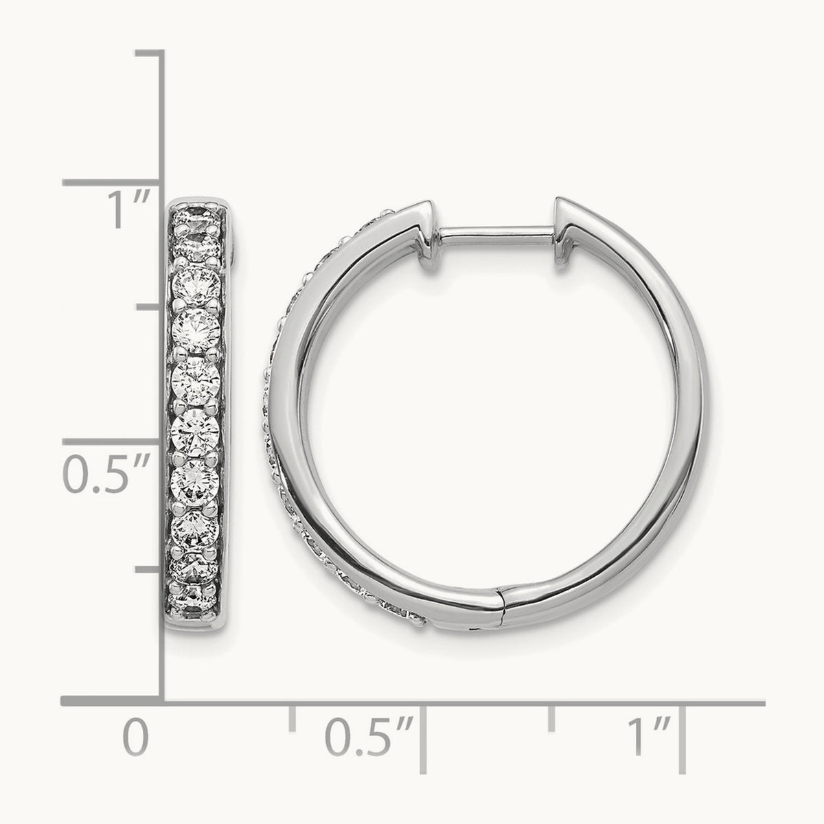 Hinged Hoop Earrings, 0.25-1.00 ct tw Lab-Grown Diamond — 1 ct, 14K White Gold