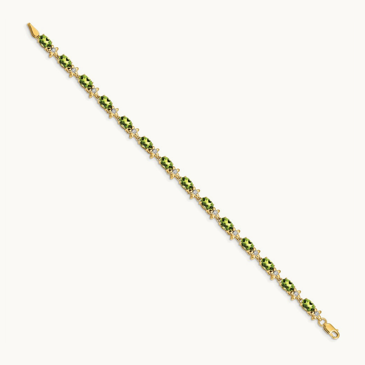 Floral Diamond and Peridot Bracelet — 14K Yellow Gold