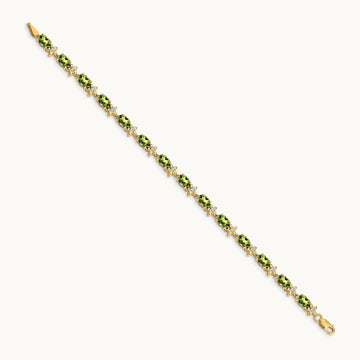 Floral Diamond and Peridot Bracelet — 14K Yellow Gold