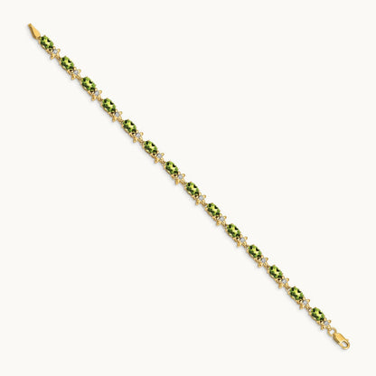 Floral Diamond and Peridot Bracelet — 14K Yellow Gold