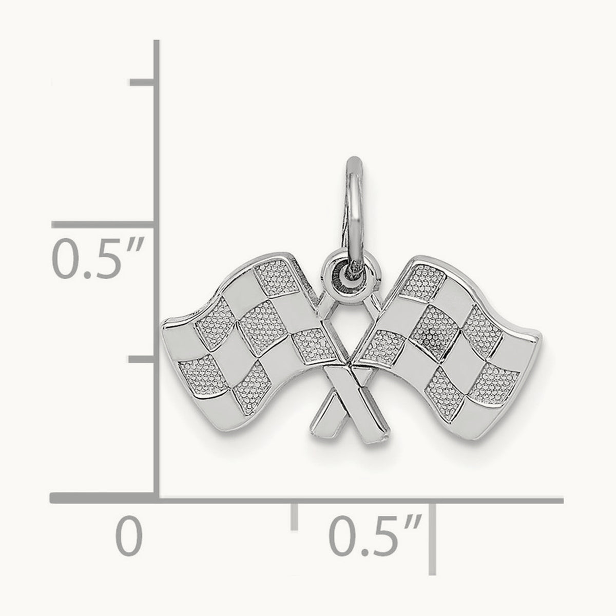 Polished Checkered Flags Charm, 14K White Gold