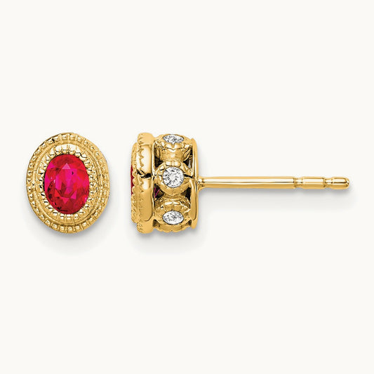 Ruby and Diamond Earrings, 14K