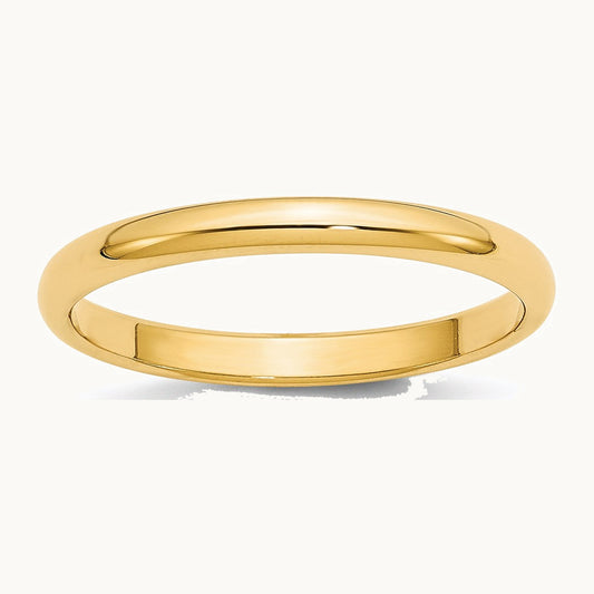 14K Yellow Gold 2.5mm Half Round Wedding Band
