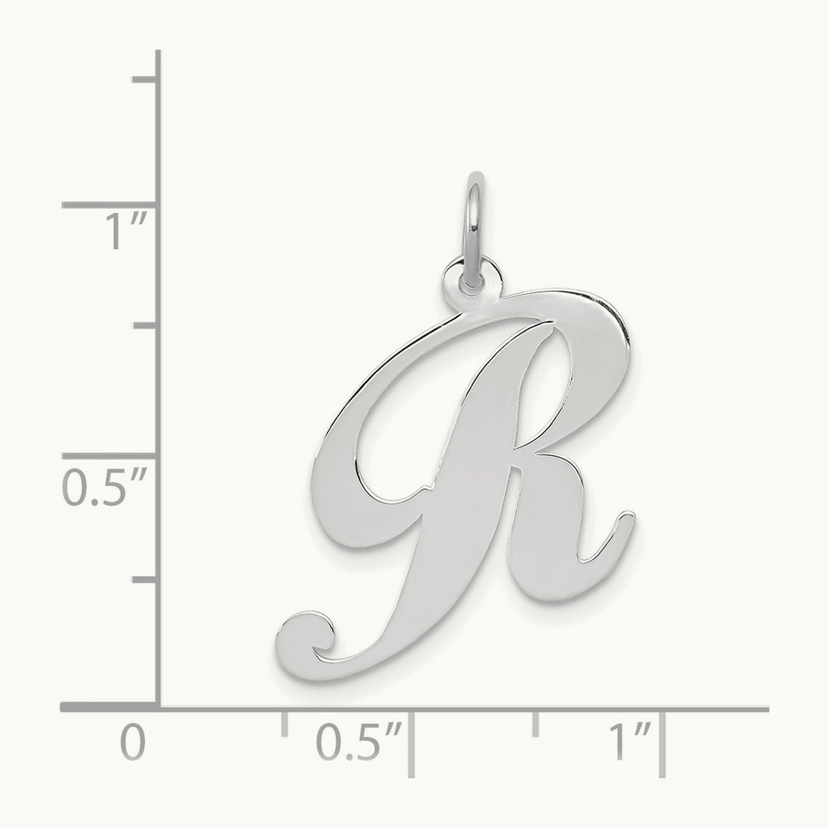 Large Fancy Script Initial Charm — 14K White Gold, R