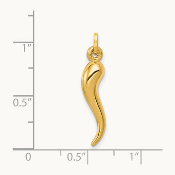 Hollow 3D Italian Horn Charm — 24mm