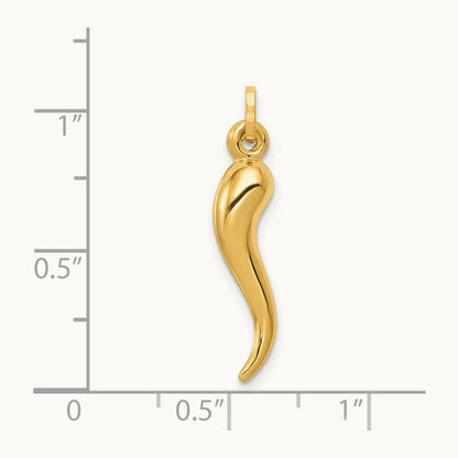 Hollow 3D Italian Horn Charm — 24mm