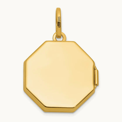 Polished with Border Octagon Shaped Locket, 18mm, 14K