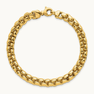Polished Fancy Square Link Bracelet, 7.5mm, 14K