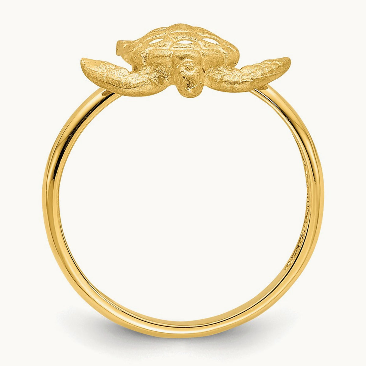 Brushed & Polished D/C Turtle Ring, 14K