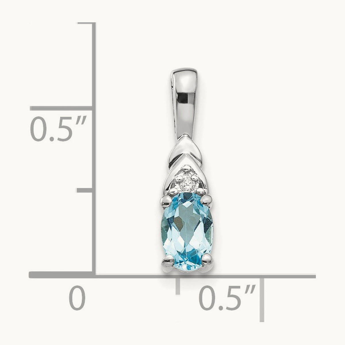 Blue Topaz and Diamond Pendant — 14K White Gold