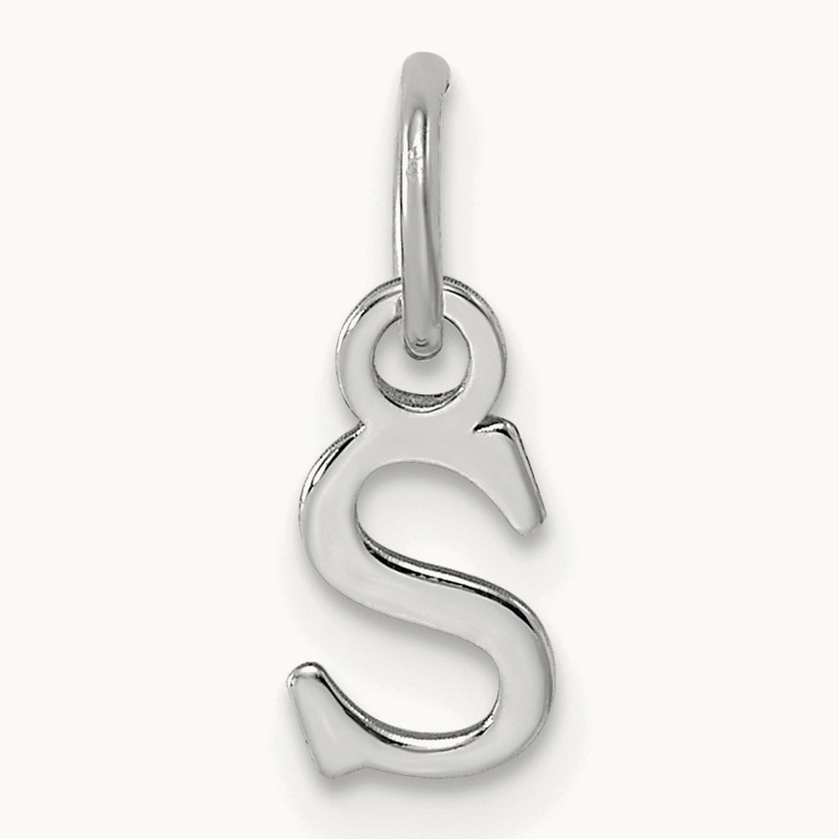 Cutout Letter S Initial Pendant, 14K White Gold