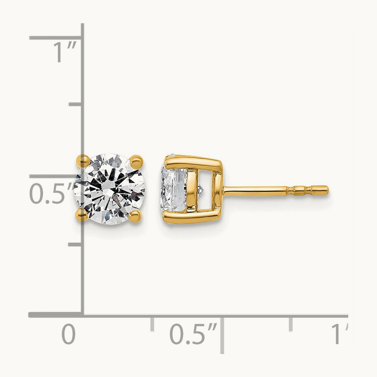 Round Lightweight Earrings, 0.25-6.00 ct tw Lab-Grown Diamond — 2 ct, 10K Yellow Gold