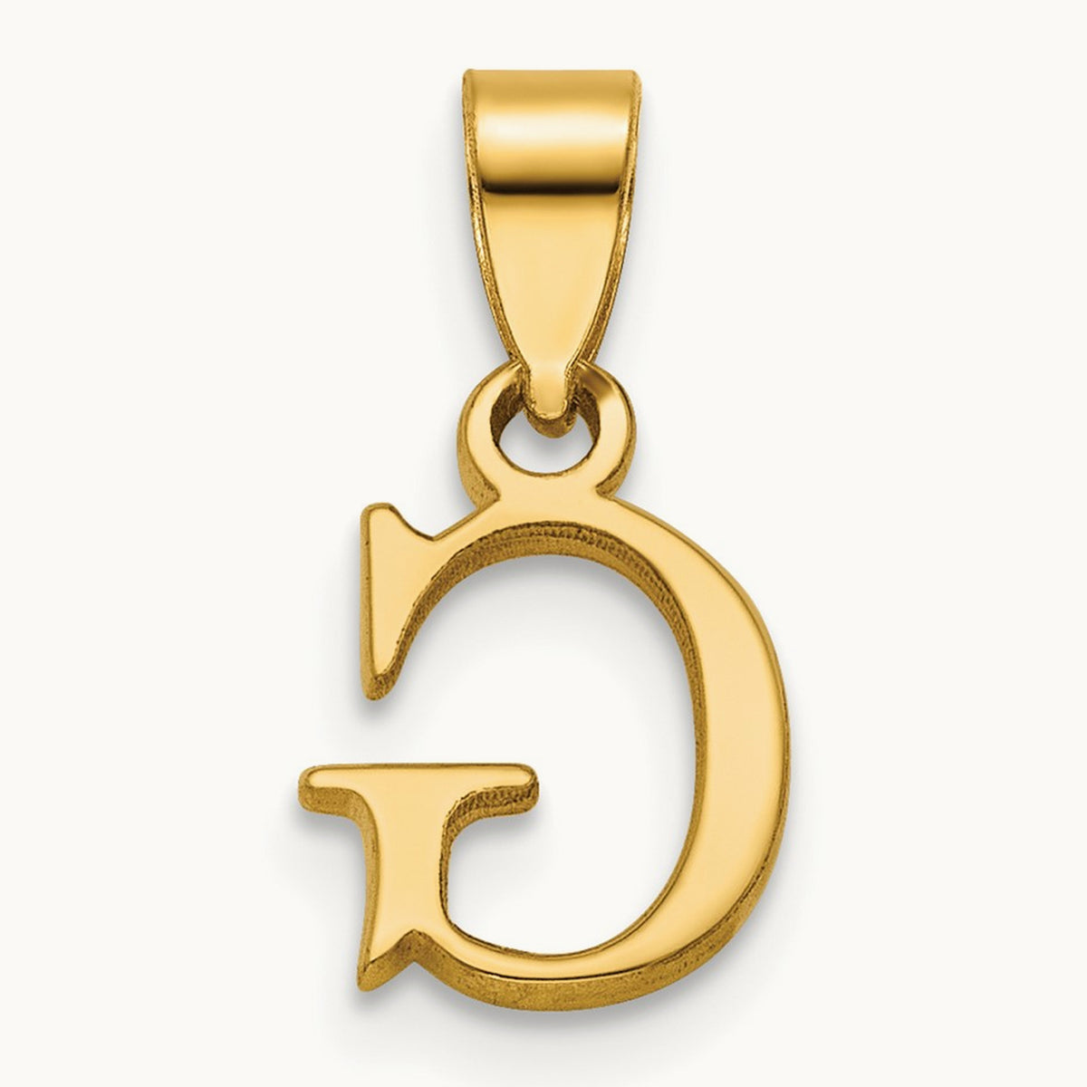 Polished Block Initial Pendant — 14K Yellow Gold, G