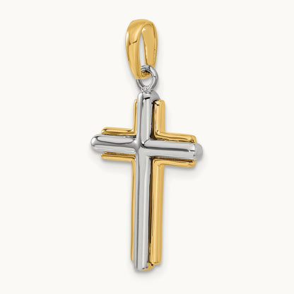 Cross Pendant, 14K Two-tone
