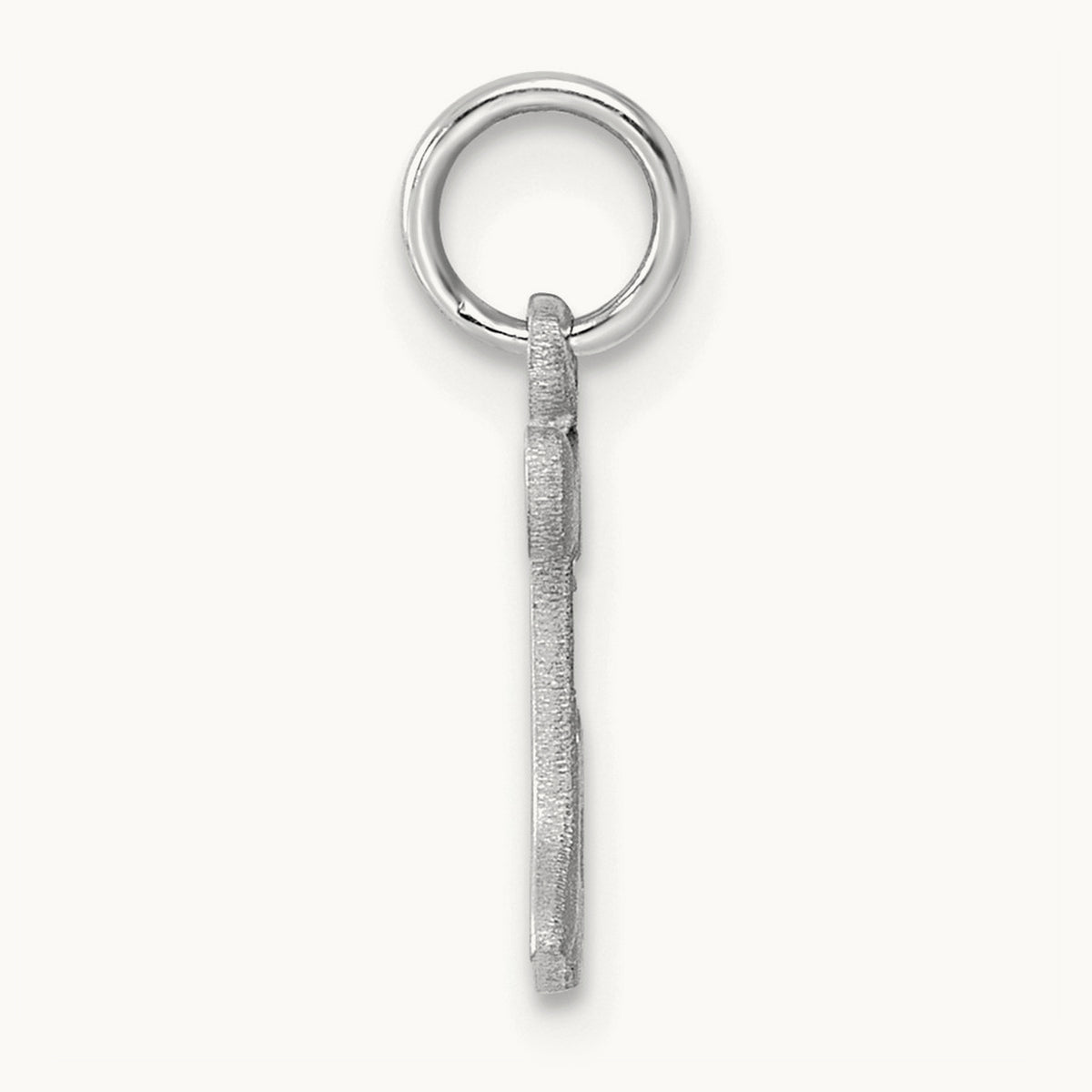 Diamond-cut Initial Charm — 14K White Gold, L