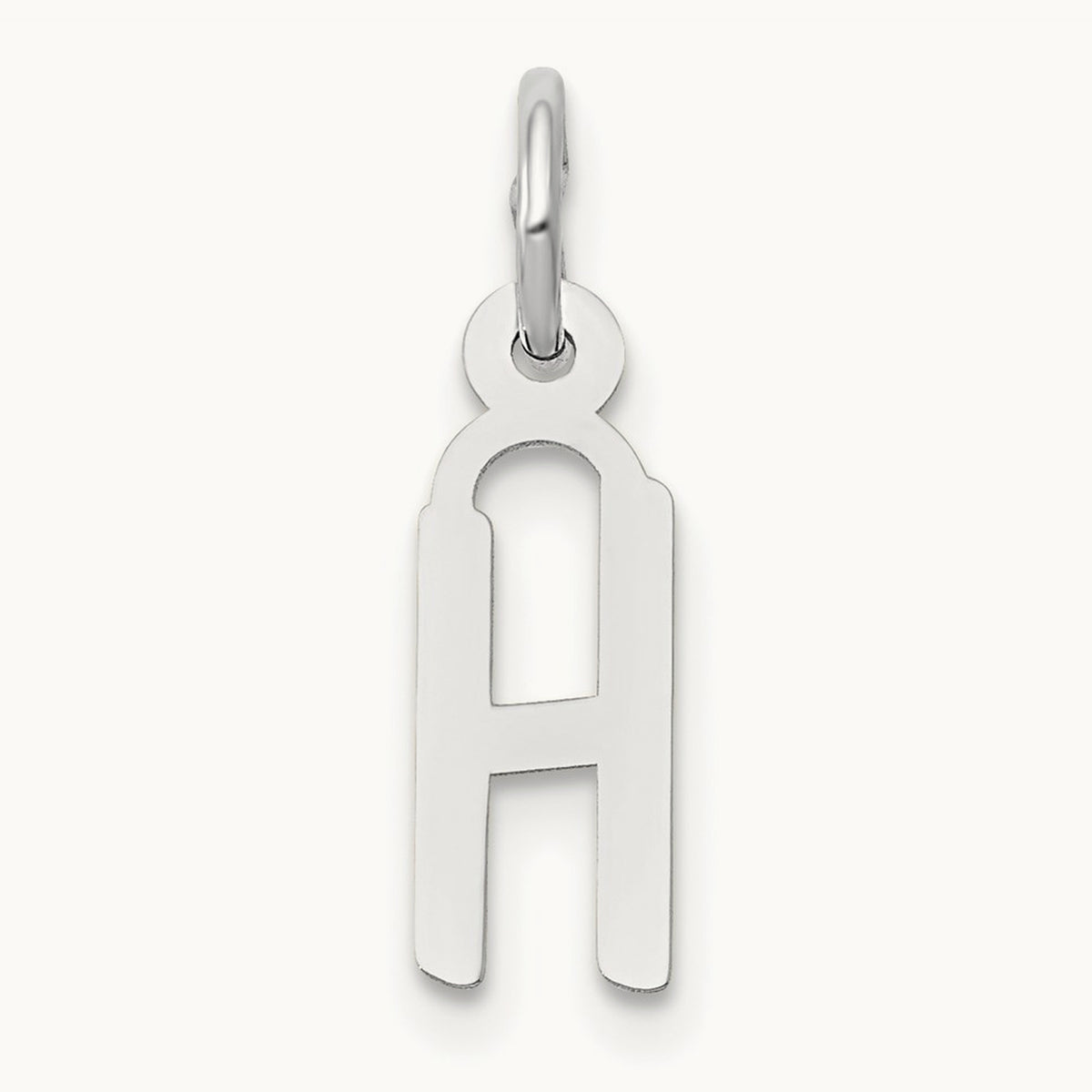 Small Slanted Block Initial Charm — 14K White Gold, H