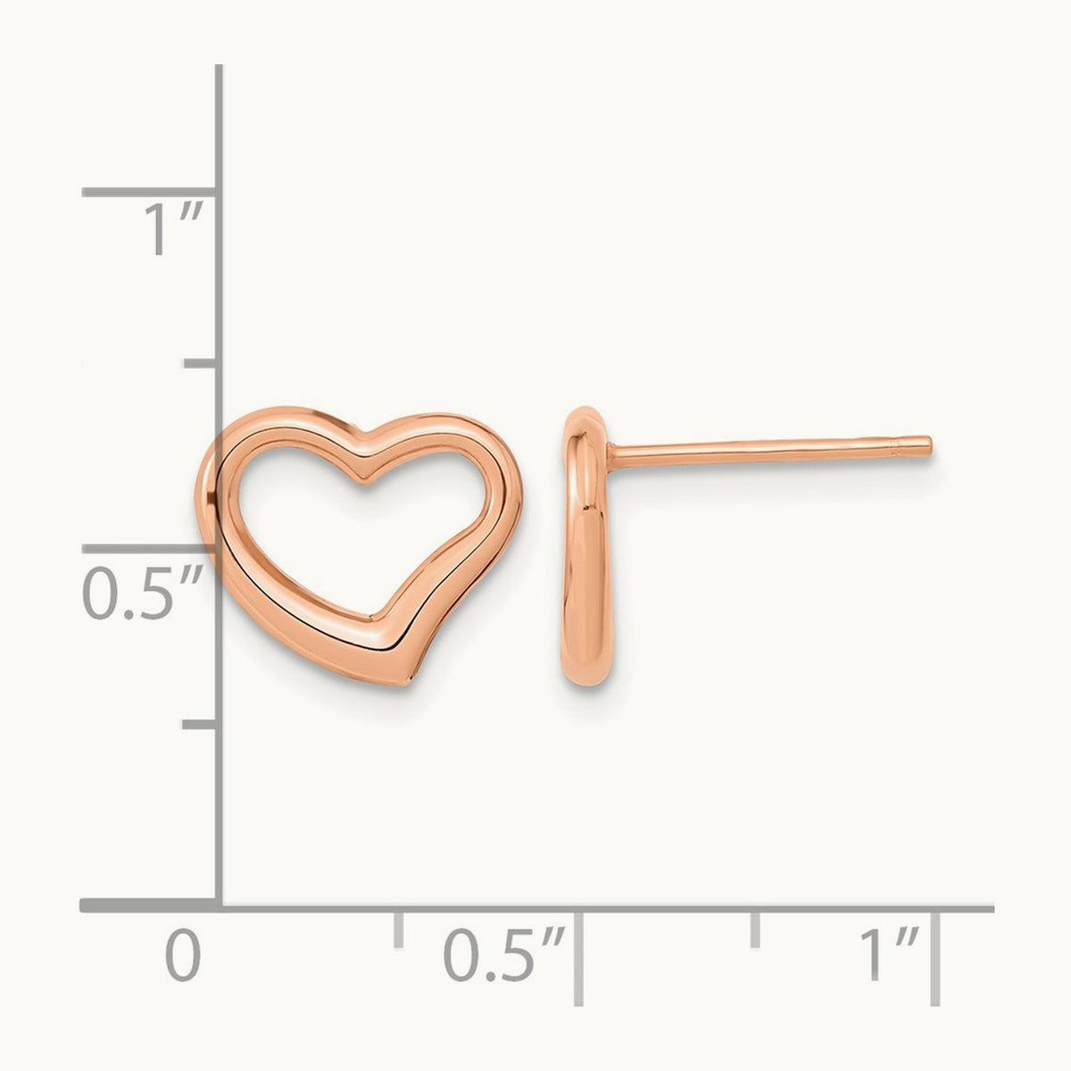 Polished Heart Post Earrings, 14K Rose Gold