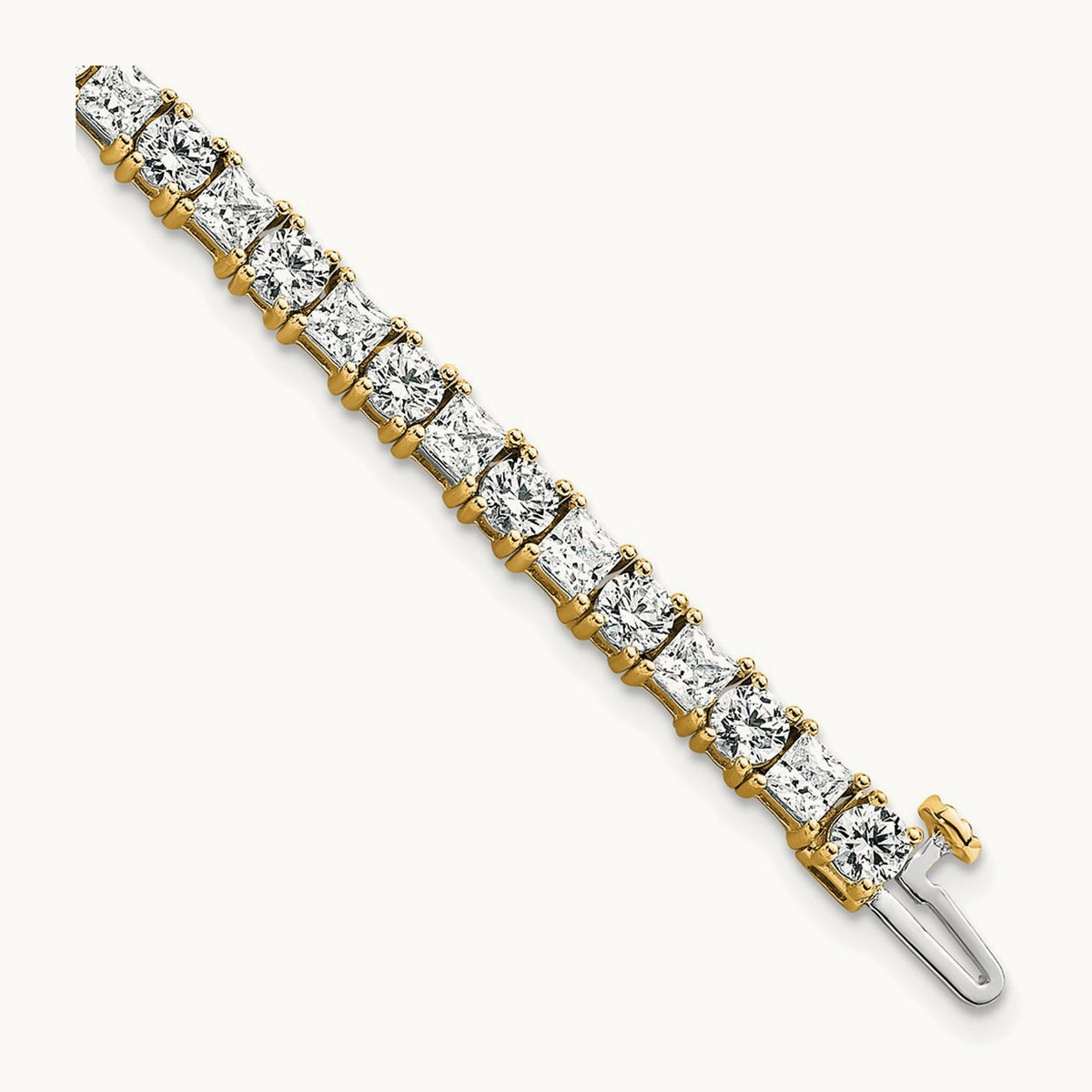 Princess/Round Tennis Bracelet, 10.00 ct tw Lab-Grown Diamond — 14K Yellow Gold