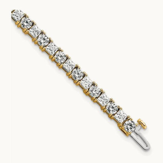 Princess/Round Tennis Bracelet, 10.00 ct tw Lab-Grown Diamond — 14K Yellow Gold
