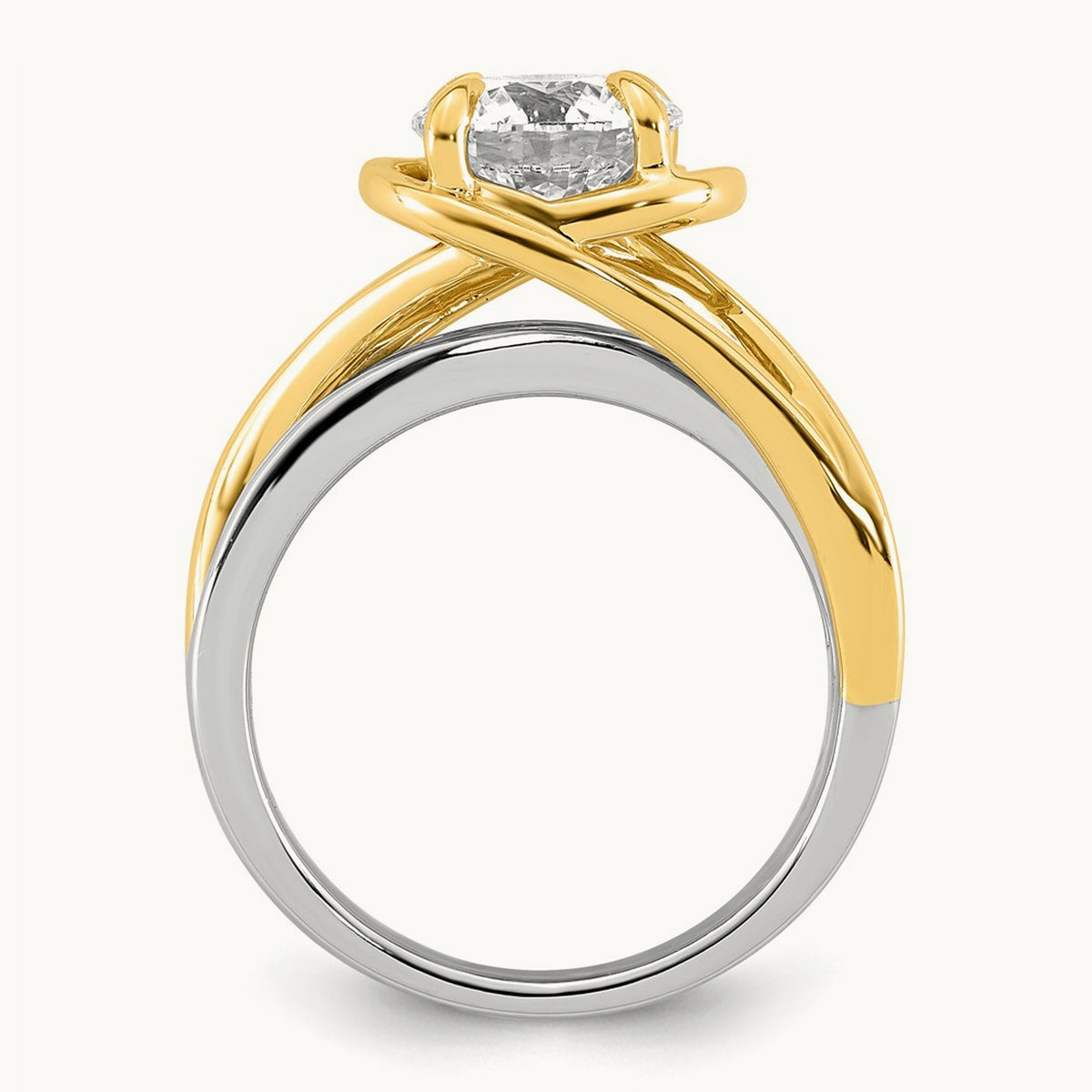 14ktt Certified Round Center Lab Grown Diamond VS+ F+ Ring