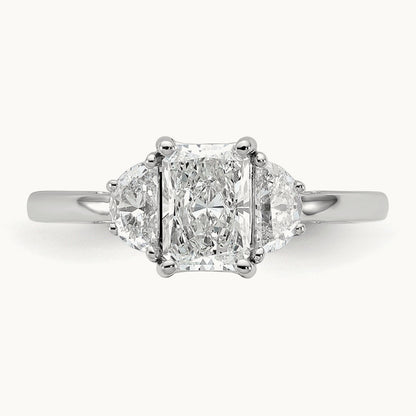 Radiant & 1/2 Moon Engagement Ring, 1.25-4.00 ct tw Lab-Grown Diamond — 1 3/8 ct, 14K White Gold