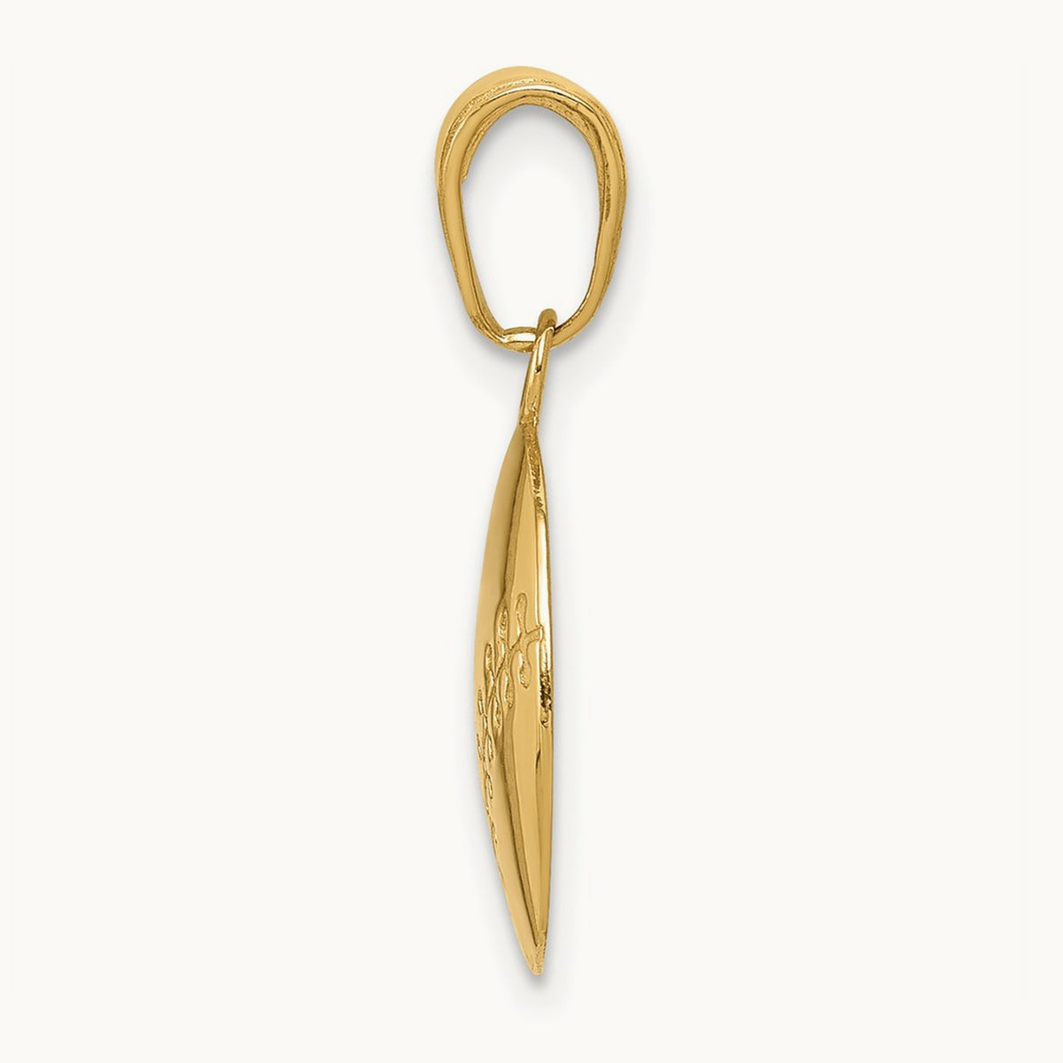 Polished Baseball Closed Back Pendant, 14K Gold