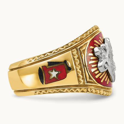 14ktt IBGoodman Men's Textured & Enameled Masonic Shriner's Ring