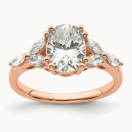 1 1/2ct Oval Semi-Mount Engagement Dia Ring, 14K Rose Gold