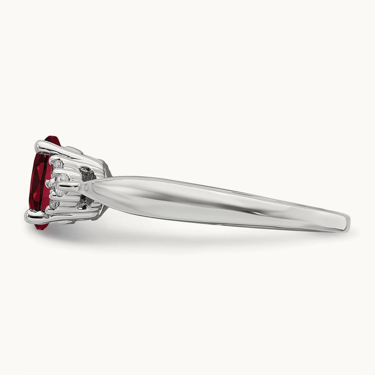 Created Ruby and Diamond Ring, 14K White Gold