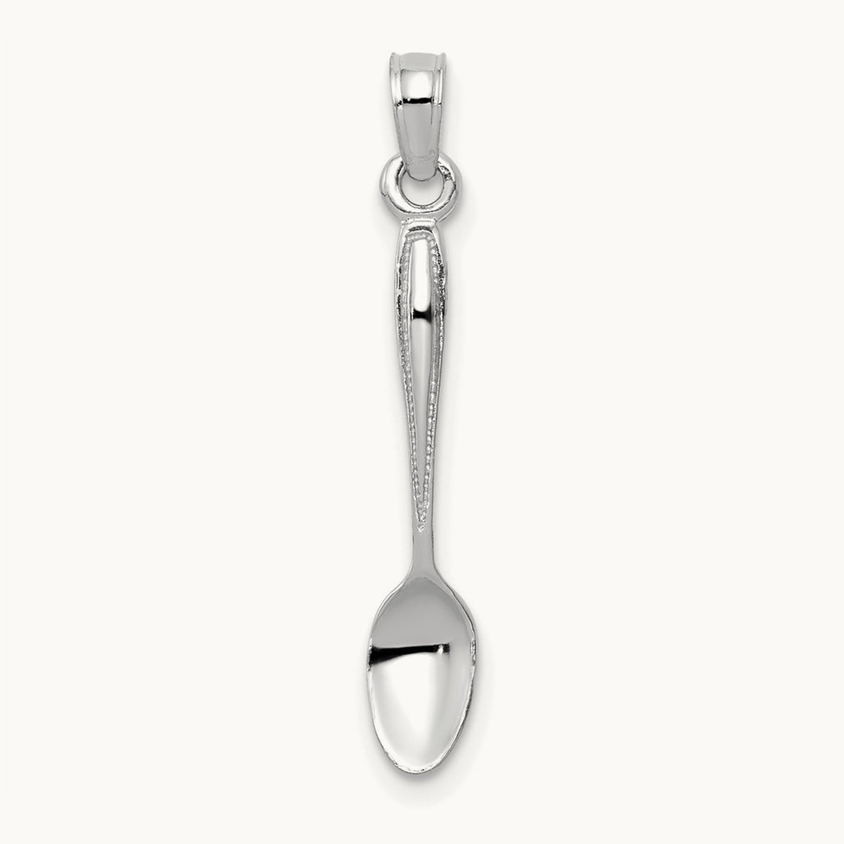 3-D Table Spoon Pendant — 14K White Gold