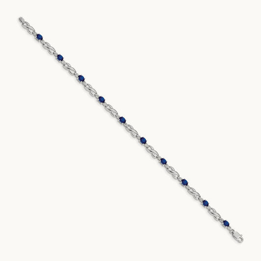 Diamond and Sapphire Bracelet, 14K White Gold