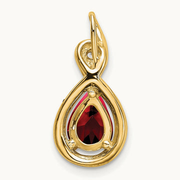 Pear Garnet and Diamond Pendant — 14K Yellow Gold