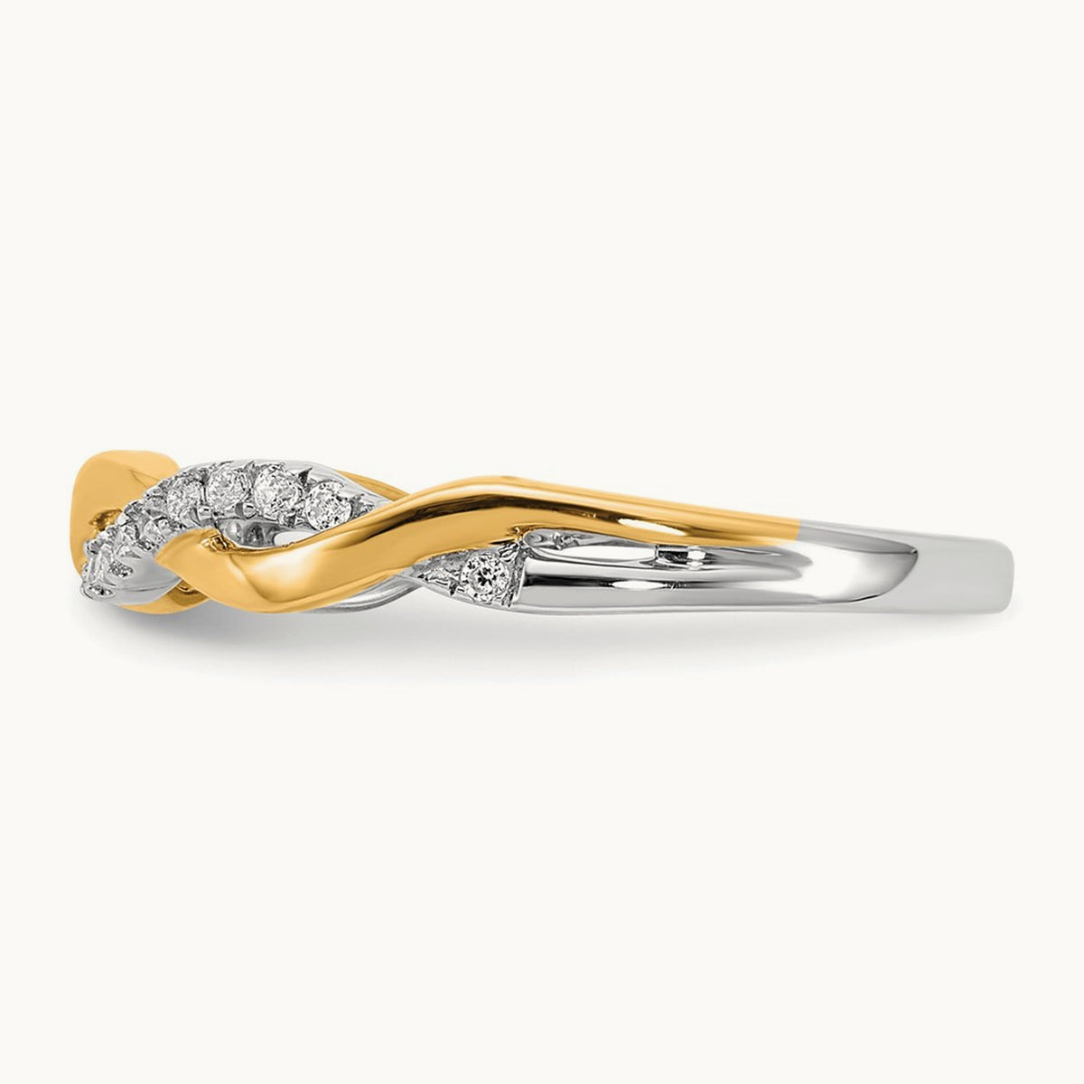 Diamond Criss-Cross Wedding Band — 14K Two-Tone Gold, 7
