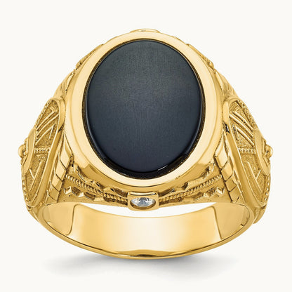 Men's Onyx and Diamond Complete Ring — IBGoodman — photo set