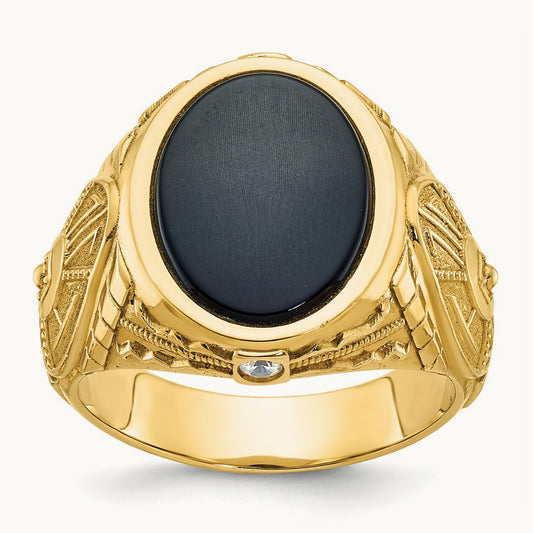 Men's Onyx and Diamond Complete Ring — IBGoodman — photo set