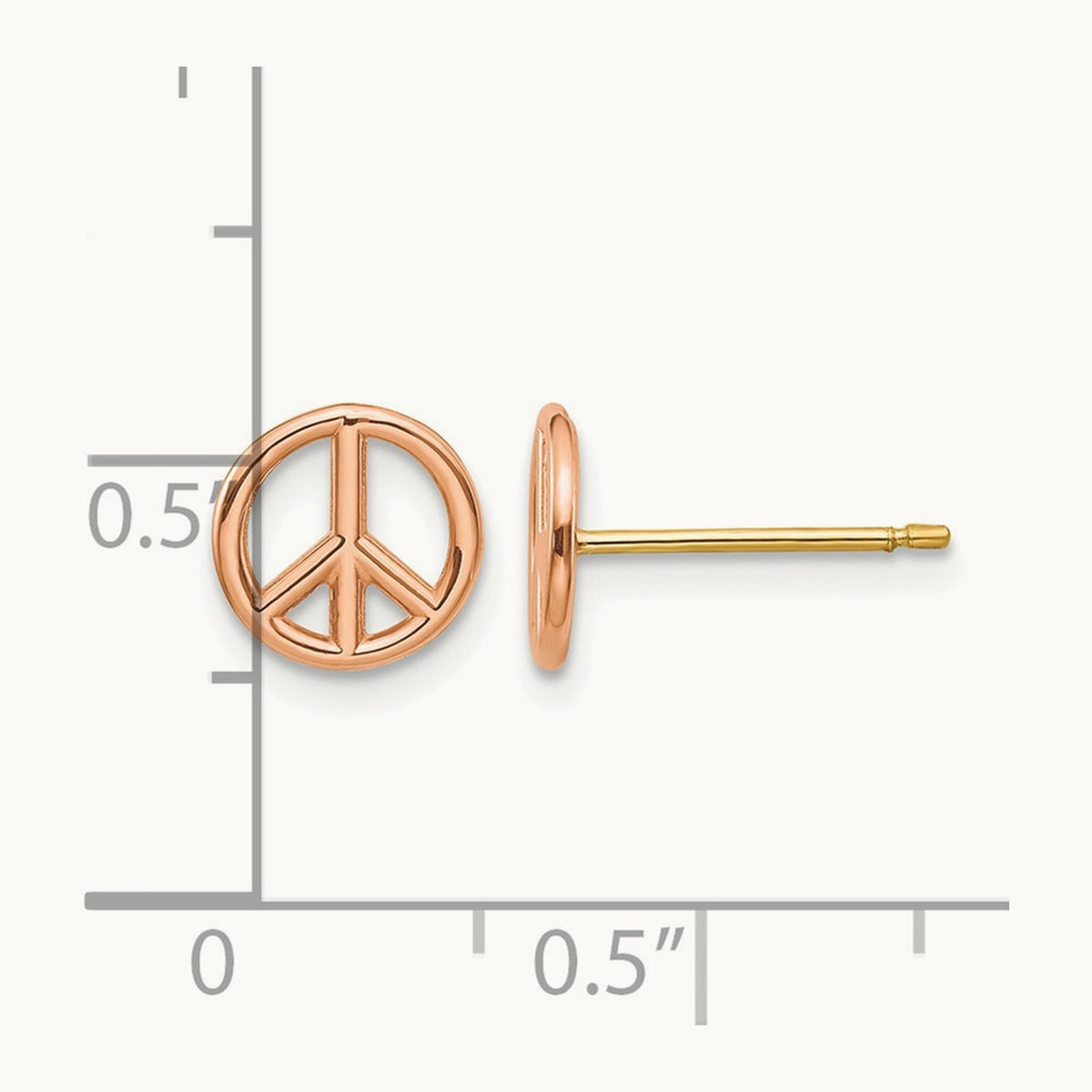 Polished Peace Symbol Post Earrings — 14K Two-Tone Gold, 8mm
