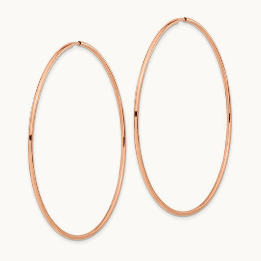 Polished Endless Tube Hoop Earrings, 1.50mm, 14K Rose Gold