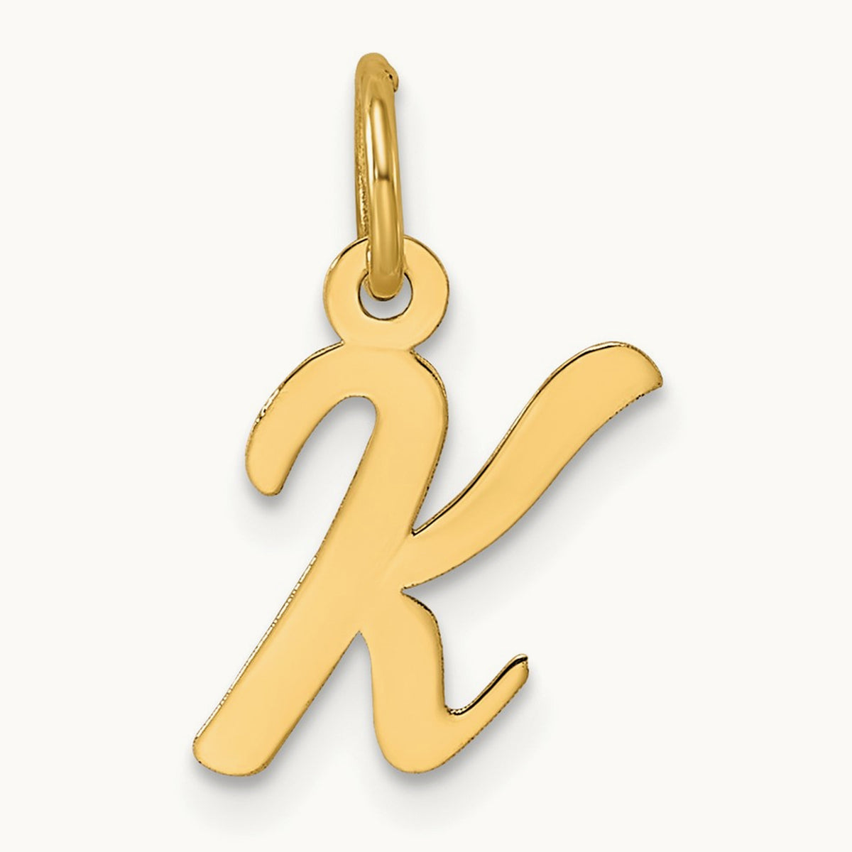 Small Script Letter K Initial Charm, 14K