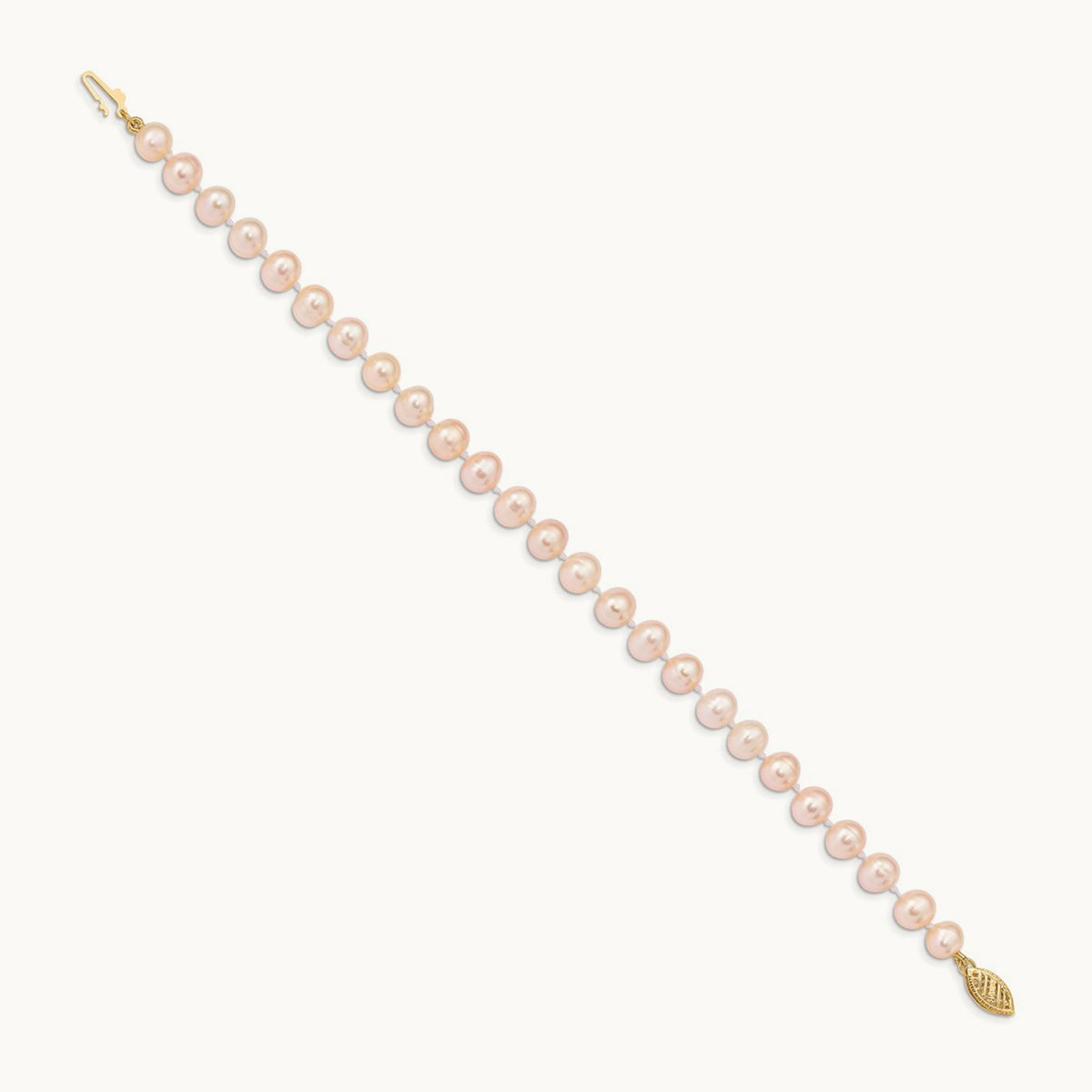 6- Pink Near Round Freshwater Cultured Pearl Bracelet, 7mm, 14K